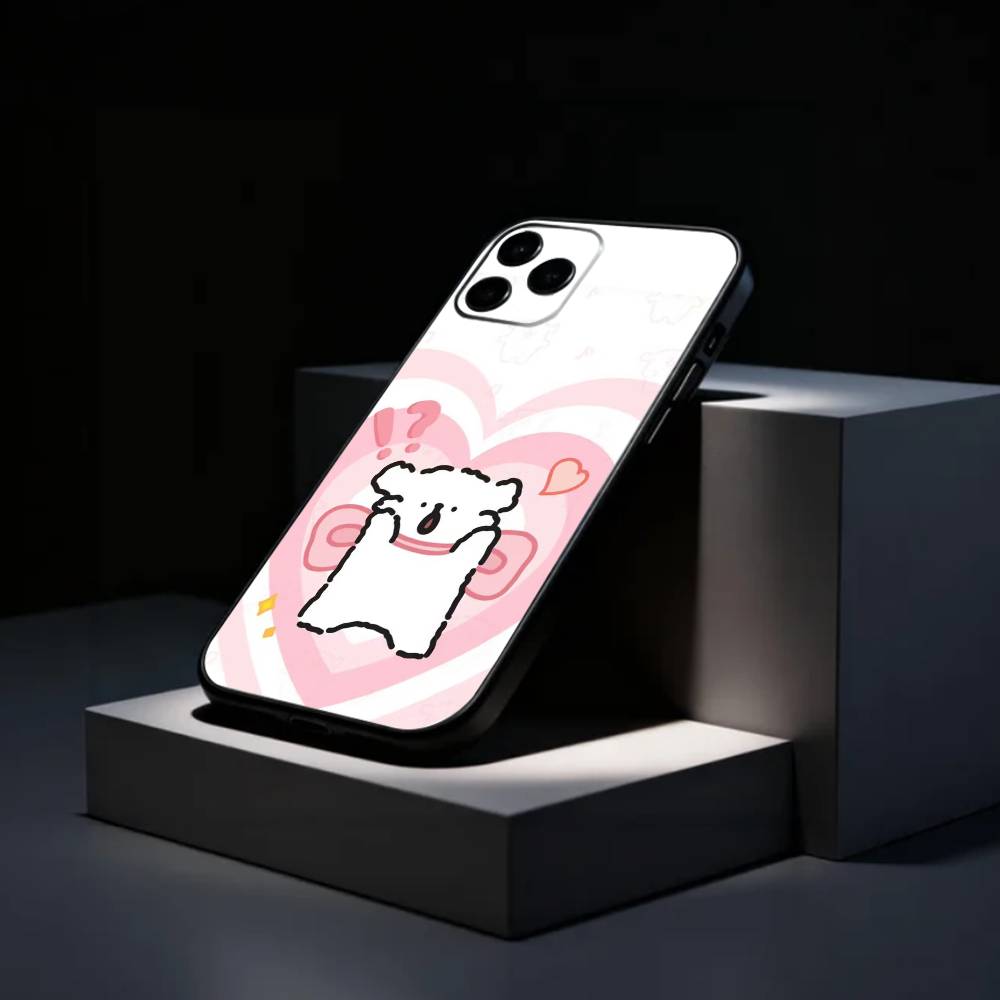 L-Lovely Line Puppy Cartoon Cute Dog Phone Case Silicone Soft For IPhone 17 16 15 14 13 12 11 X XR Plus Pro Max Plus