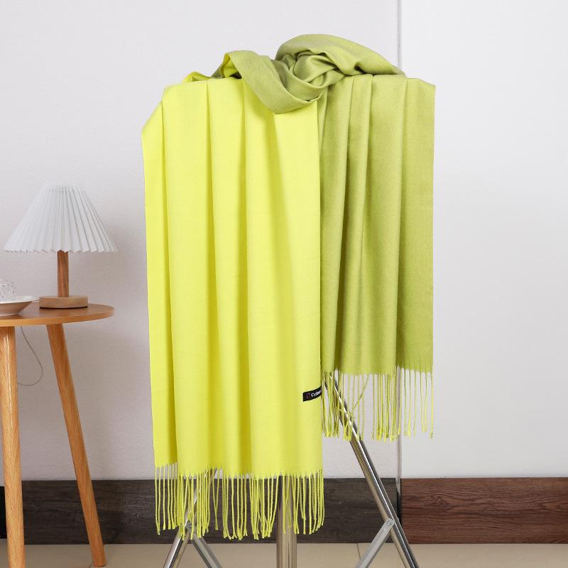 Double-sided Two-color Scarf for Women Autumn and Winter High End New Wool Scarf Shawl Imitation Cashmere Scarf