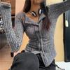 Knitted Cardigan Women  Collar Sweater Coat Vintage Long Sleeve Single Breasted Top Autumn Fashion Girls Knitwear Jumper