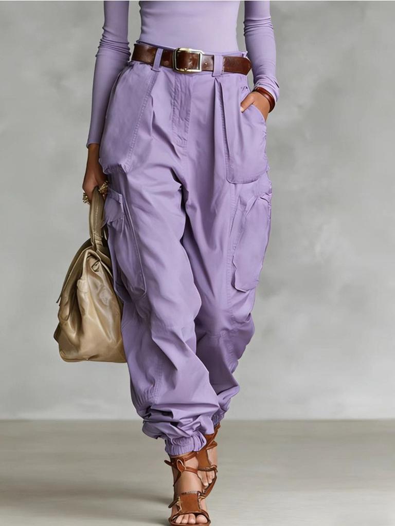 Street Multi-Pocket Workwear Pants Women Loose Wide Leg Casual Long Pants