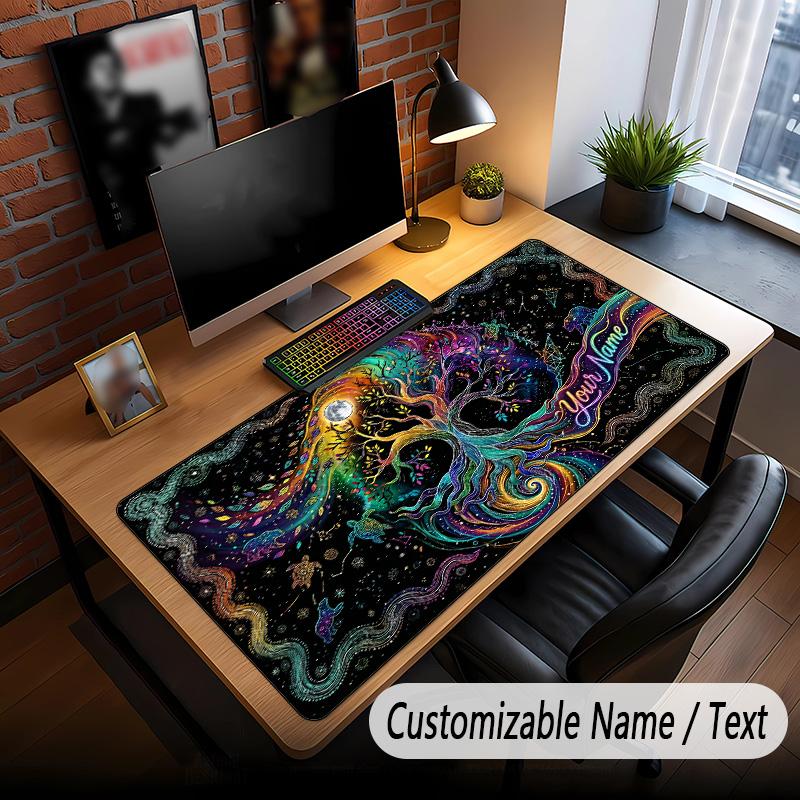 Tree of Life Theme Custom Mouse Pad Personalized With Name Text Customized Desk Mat For Office Home Decor