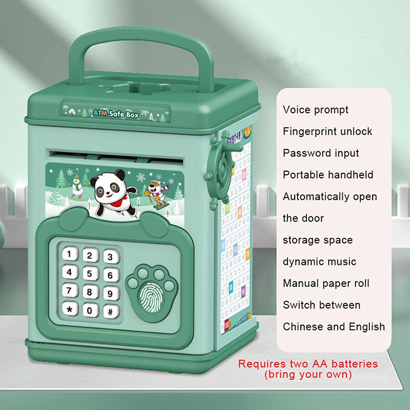 Money Box With Fingerprint Piggy Bank Atm Savings Box For Coins Cash Safe Large Coin Bank Password Lock For Children
