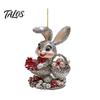 Easter Party Hanging Decor Bunny Acrylic Pendant, Cute Rabbit with Basket, 2D Car Keychain Ornament Rearview Mirror Ornament, Bag Accessory,