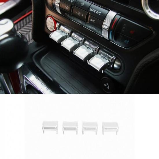 Console Button Switch Adjust Panel Trim For Ford Mustang 2015- Matte Silver