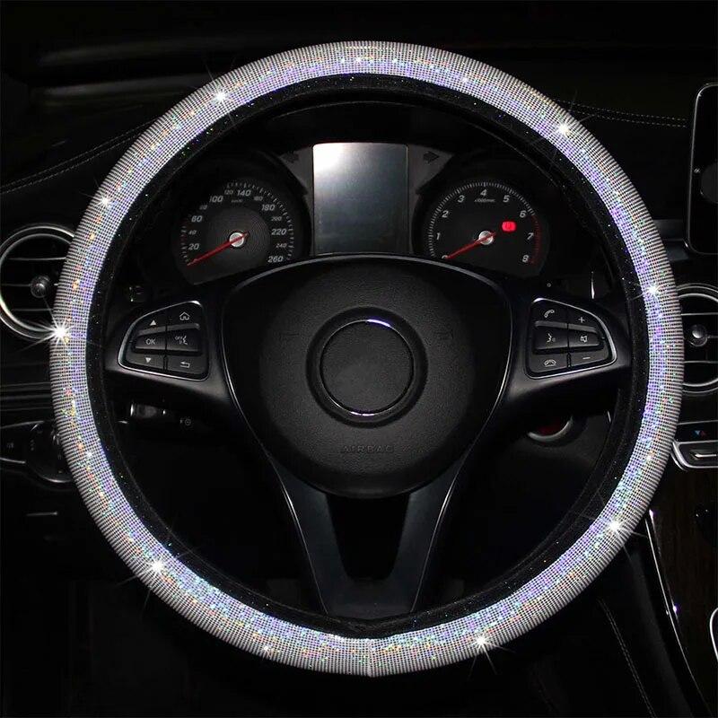 Car Steering Wheel Cover Universal Diamond Blingbling Crystal Set Wheel Car-styling Diamond Accessories Cute Car Accessories