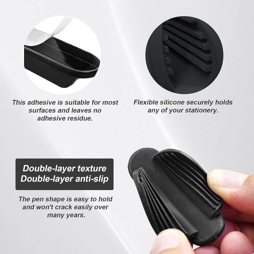 2/4 PCS Adhesive Silicone Pen Holder Desk & Wall No-Drill Flexible Pencil Fixator Space-Saving Organizer, Home Office Classroom