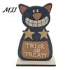 Sturdy Decorative Accents Cute Halloween Black Cat Pumpkin Skull Decor, Vintage Boo Wooden Stylish Courtyard Ornaments Signs, Tabletop Decoration for