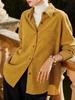 Women's Pink Brushed Corduroy Lapel Shirt - 2025 Autumn/Winter High-End Commute Top