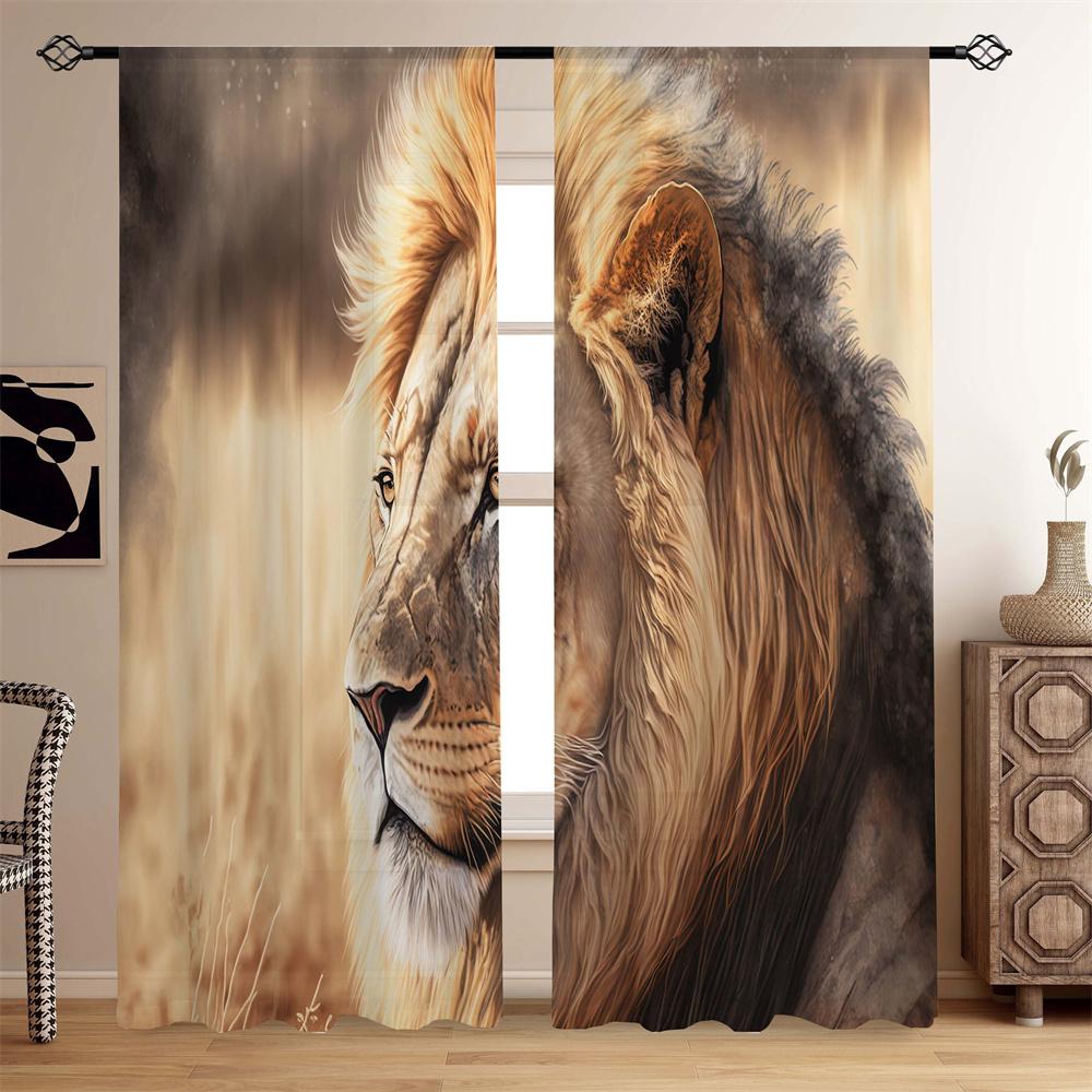 Estetiska Vilda Leopard Lejon 2st Djurgardiner för Barnrum Kontor Kök Vardagsrum Studier Fönsterbehandling Heminredning