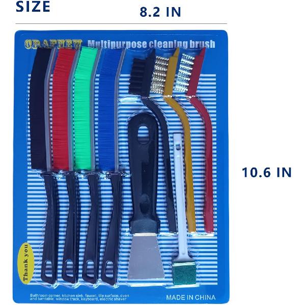 9Pcs Cleaning Brush Set, Small Space Hard Brush, Household Cleaning Product, Suitable for Small Gap Brush Set of Kitchen and Bathroom Tiles