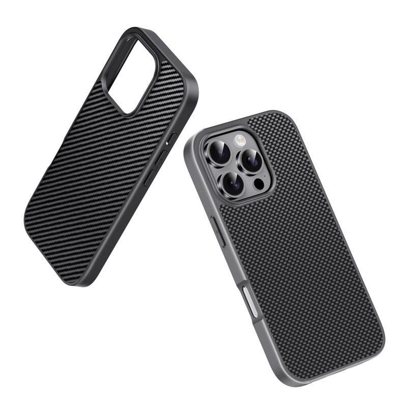 Hartes PC-Bumper-Case mit Karbonfasermuster für iPhone 16 Pro 15 Pro Max 14 13 12 Stoßfeste Slim-Handyhülle mit weichen Kanten