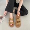 2025 summer new soft-soled outer wear belt buckle cool slippers women's retro casual flat beach shoes