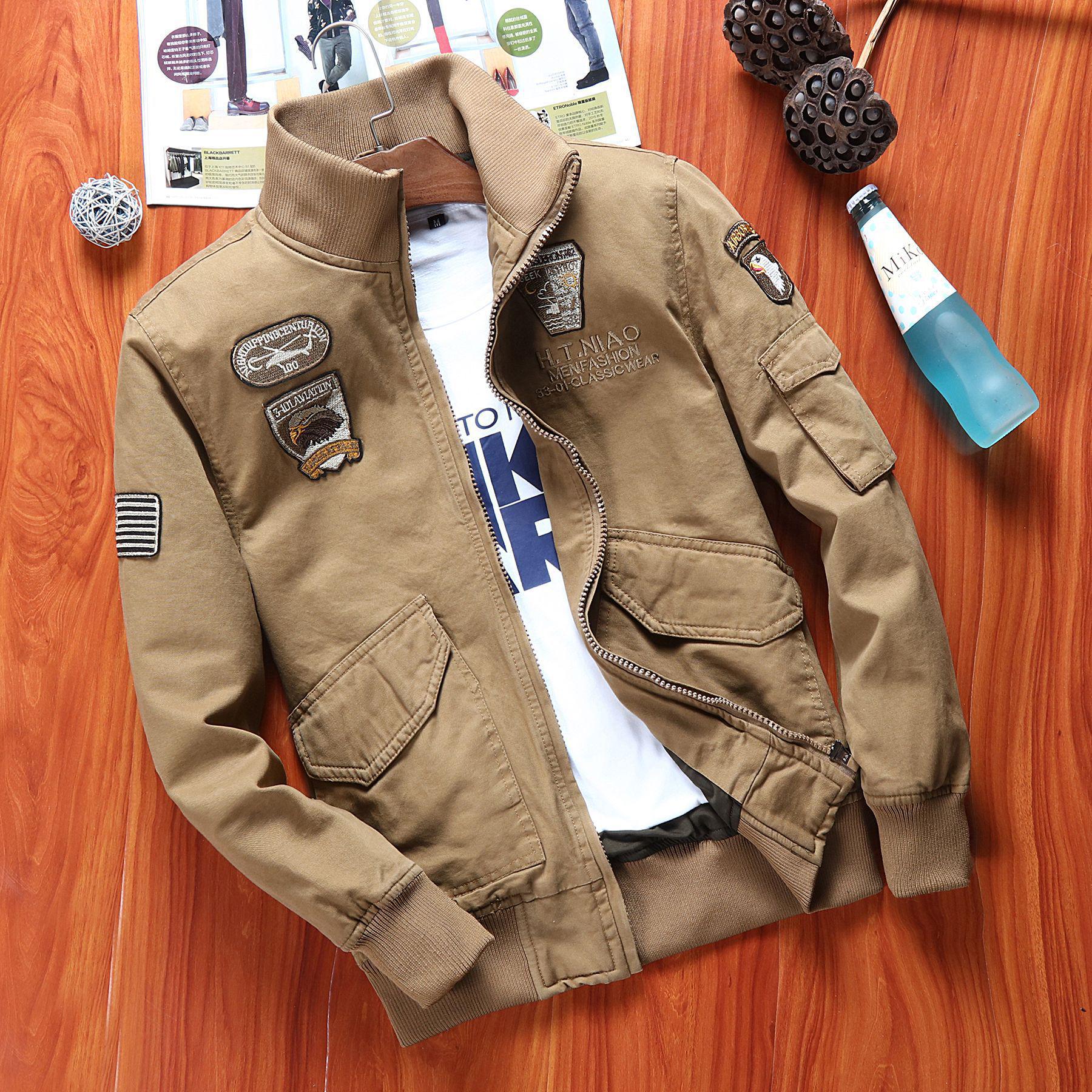 Осенне-зимняя повседневная мужская куртка Air Force One из чистого хлопка с коротким — фото 2