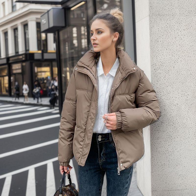 Women's Winter Jacket 2026 Winter Women High Collar Thicken Warm Cottonjacket Women Pure Callor Casual Parkas Women's Coat