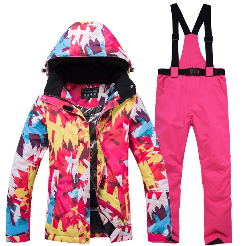 Winter Outdoor Ski Suit, Women's Thermal Snowboard and Snowboard Ski Pants Suit.