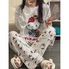 2026 Spring/Autumn Women's Cute Loose Pajama Set: Round Neck, Long Sleeve Top and Pants