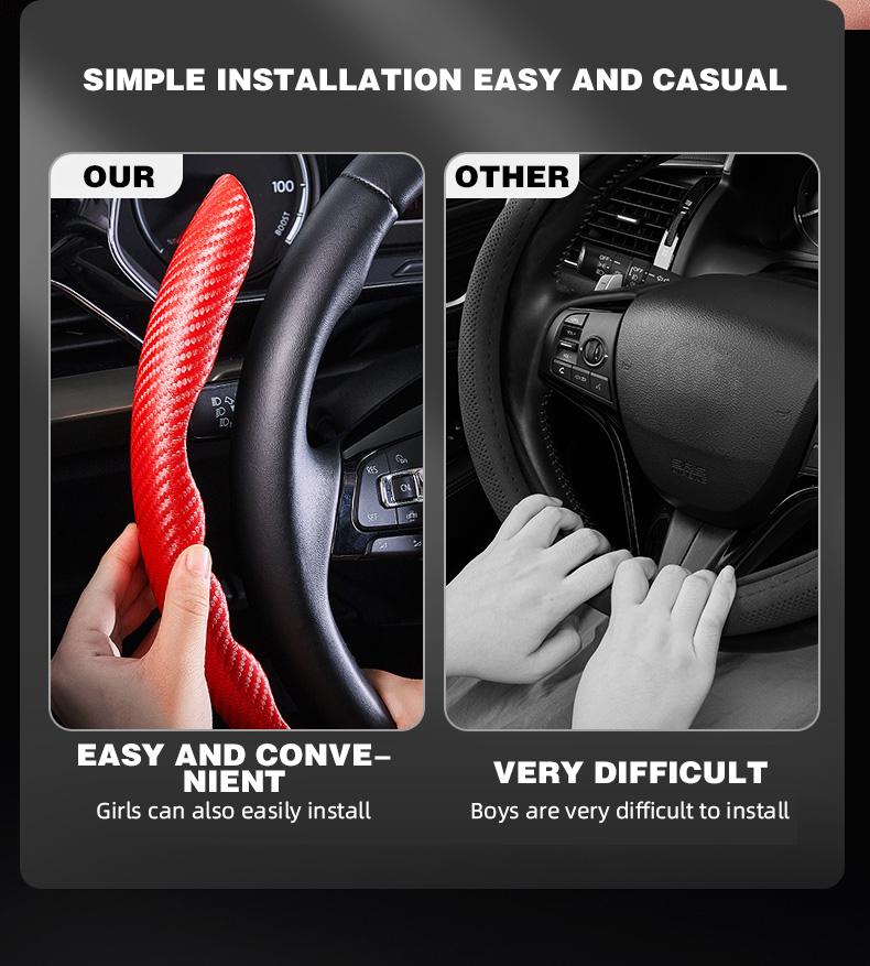 Car Steering Cover Steering Wheel Booster Cover Universal Non-Slip Carbon Fiber for Car Anti-skid Accessories