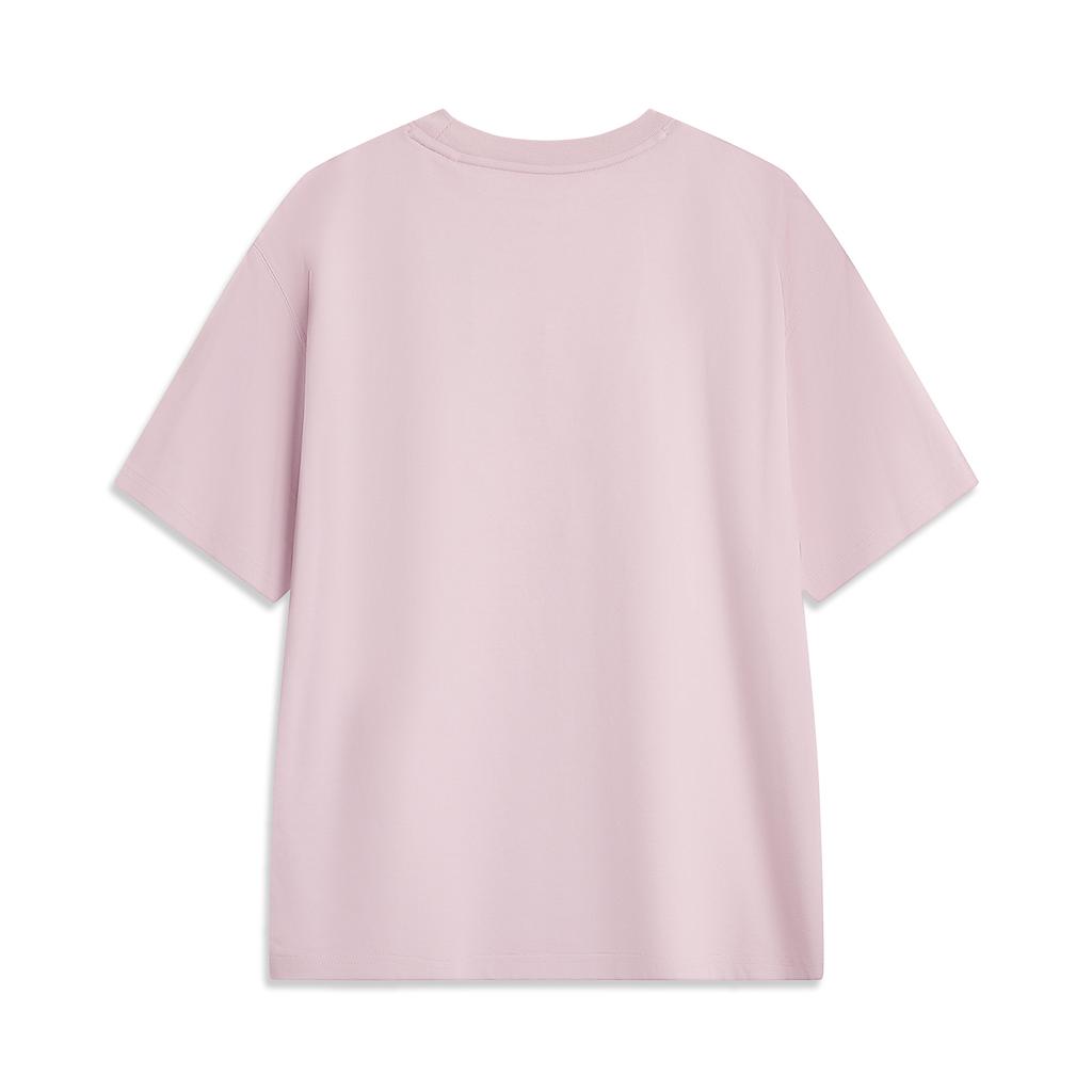 Li Ning China Color Series Casual Minimalist Solid Color Round Neck Pullover Short Sleeve T-Shirt Men T-Shirts Nude-Pink AHSV145-17