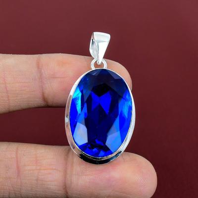 Pendentif quartz tanzanite facetté pendentif en argent sterling 925 pendentif fait main bijou en pierre gemme quartz tanzanite pendentif pierre de naissance pour cadeaux