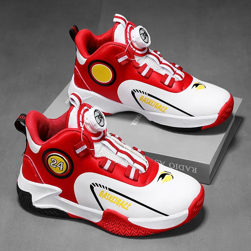 Herbst/Winter Leder Kinder Drehverschluss Basketballschuhe Jugend Kinder Sport Basketballschuhe