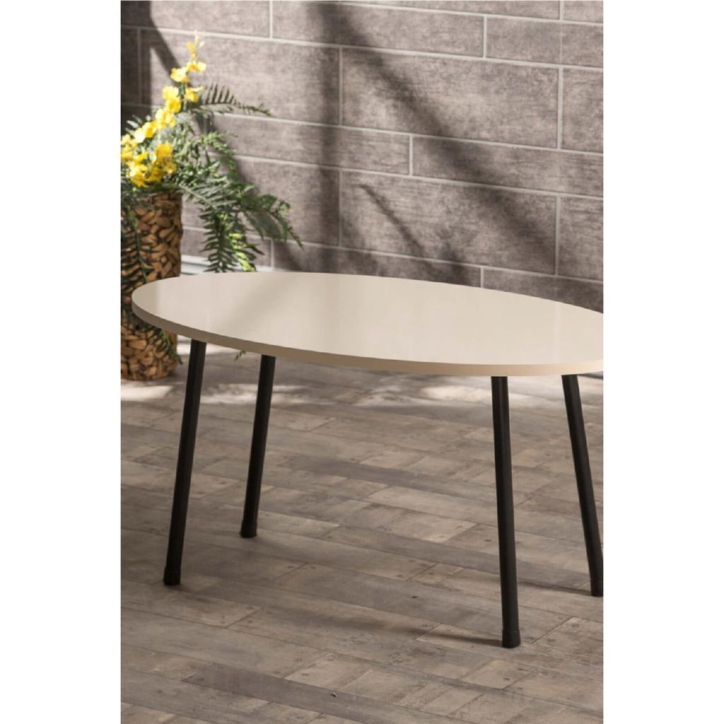 Center Table Metal Leg Ellipse Cream