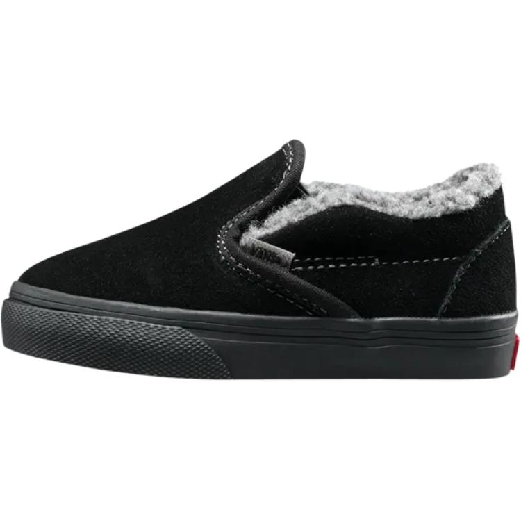 Vans Classic Slip-On Toddler Sherpa - Black Baby Sneakers Pewter VN0A32QJQQI