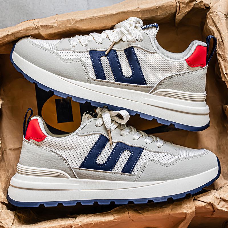 Men's 2025 Summer Breathable Casual Running Shoes - Thick Sole, Wear-Resistant, Versatile for Students and Dads.