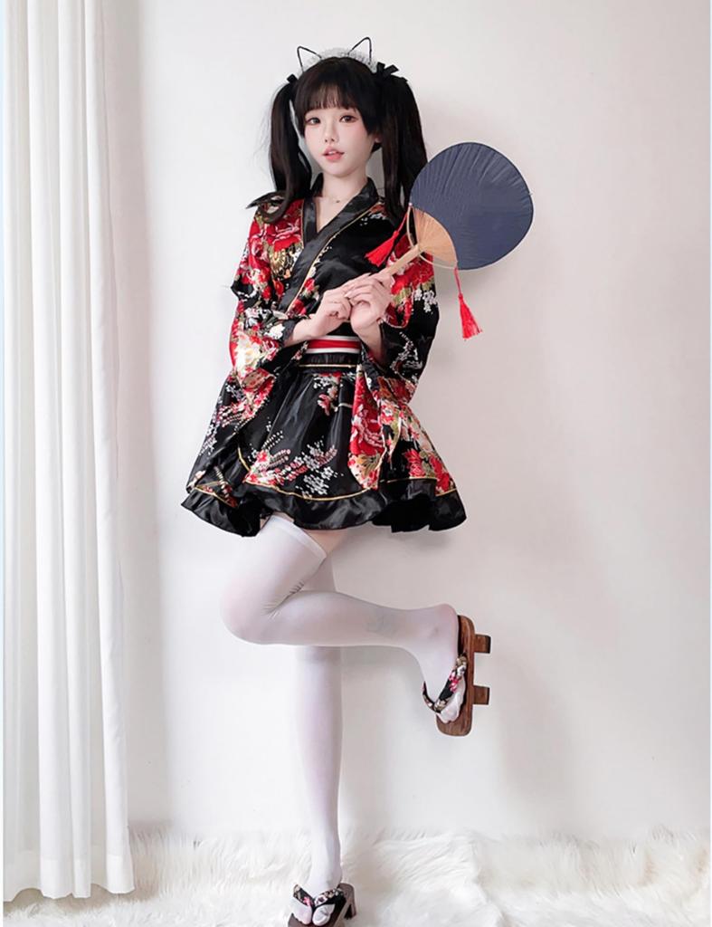 Yukata Cosplay Sexy Oiran Kimono Dress Set Cute Gothic Harajuku Photoshoot Halloween Christmas Crossdressing Popular Yamato Nadeshiko Japanese Style