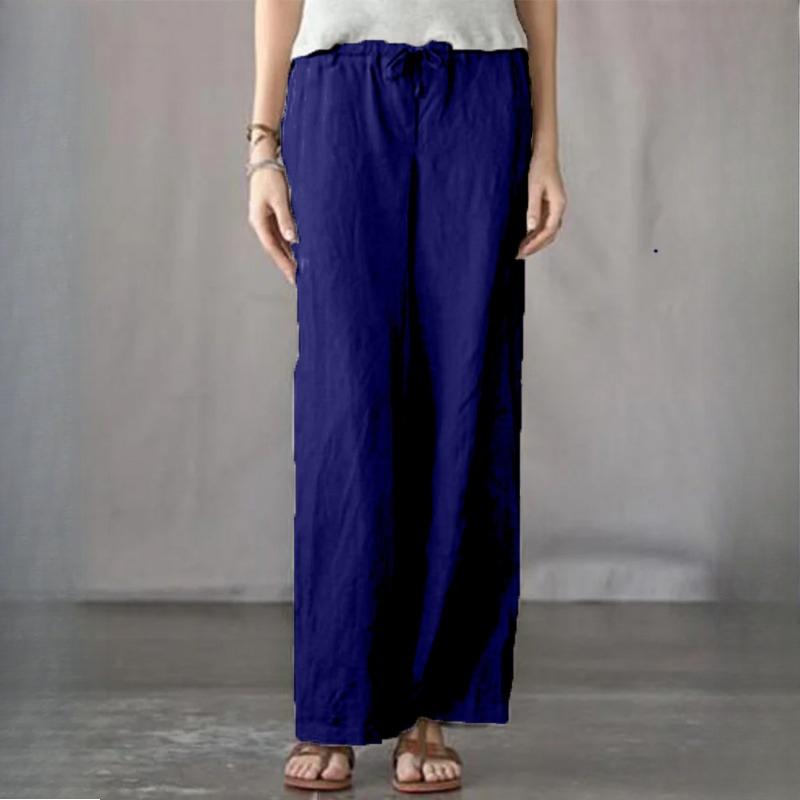 

GMXIA Женские модные повседневные брюки с однотонным принтом и высокой талией и капри XXXXXL синий