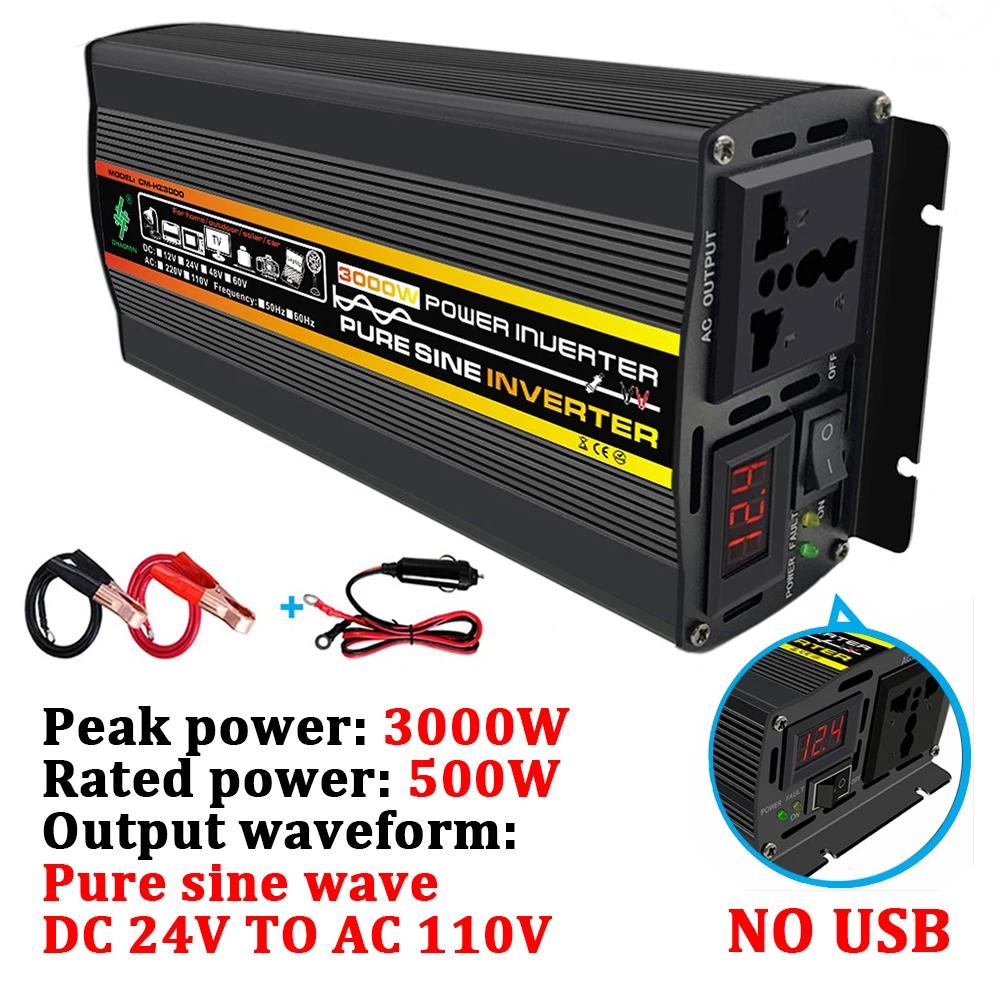 

3000/4000/6000/8000W Car Inverter Pure Sine Wave Smart Power Inverter Dual USB LED Display DC 12V 24V To AC 110V 220V Converter