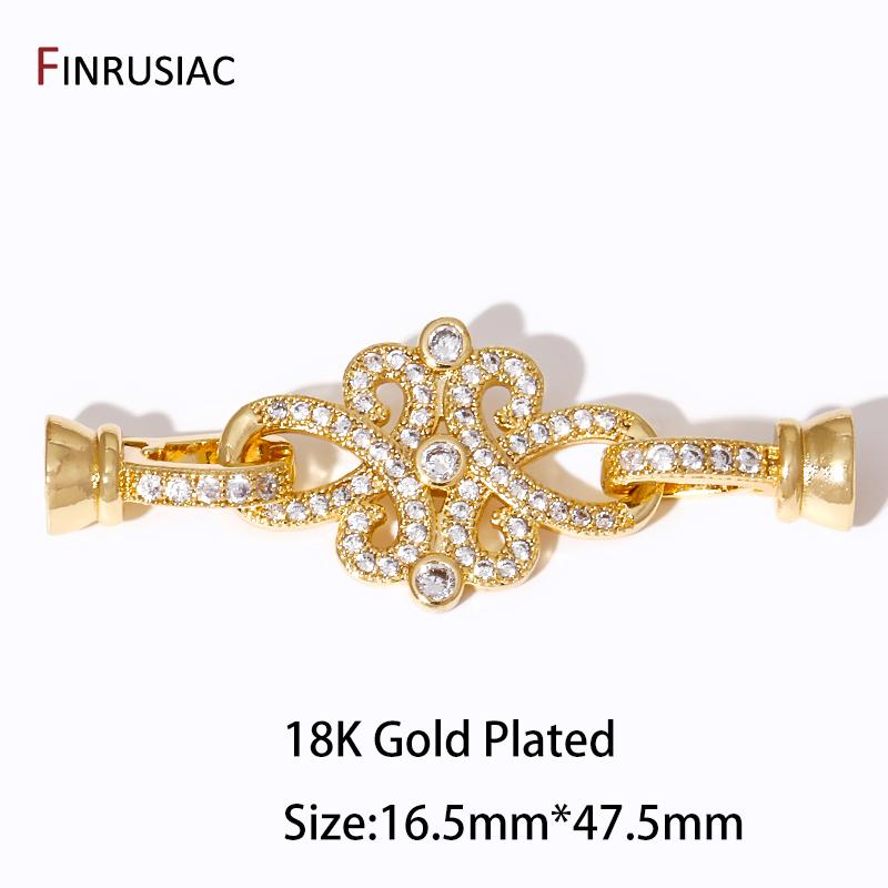 

18K Gold Plated Pearl Clasps Connector, Brass Zircon Fastener Closure Lock Clasps For DIY Jewelry Making Supplies 1 piece