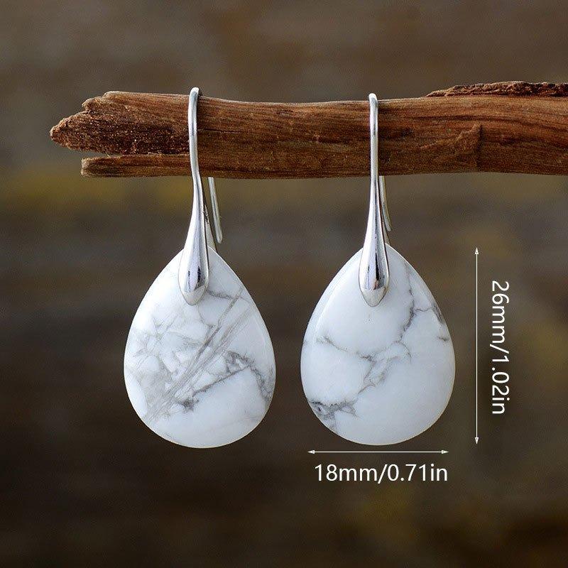 Natural Crystal Stone Water Drop-shaped Ear Hook Earrings for Women Girls Agate Stone Reiki Healing Earrings Hook Earrings 1Pair