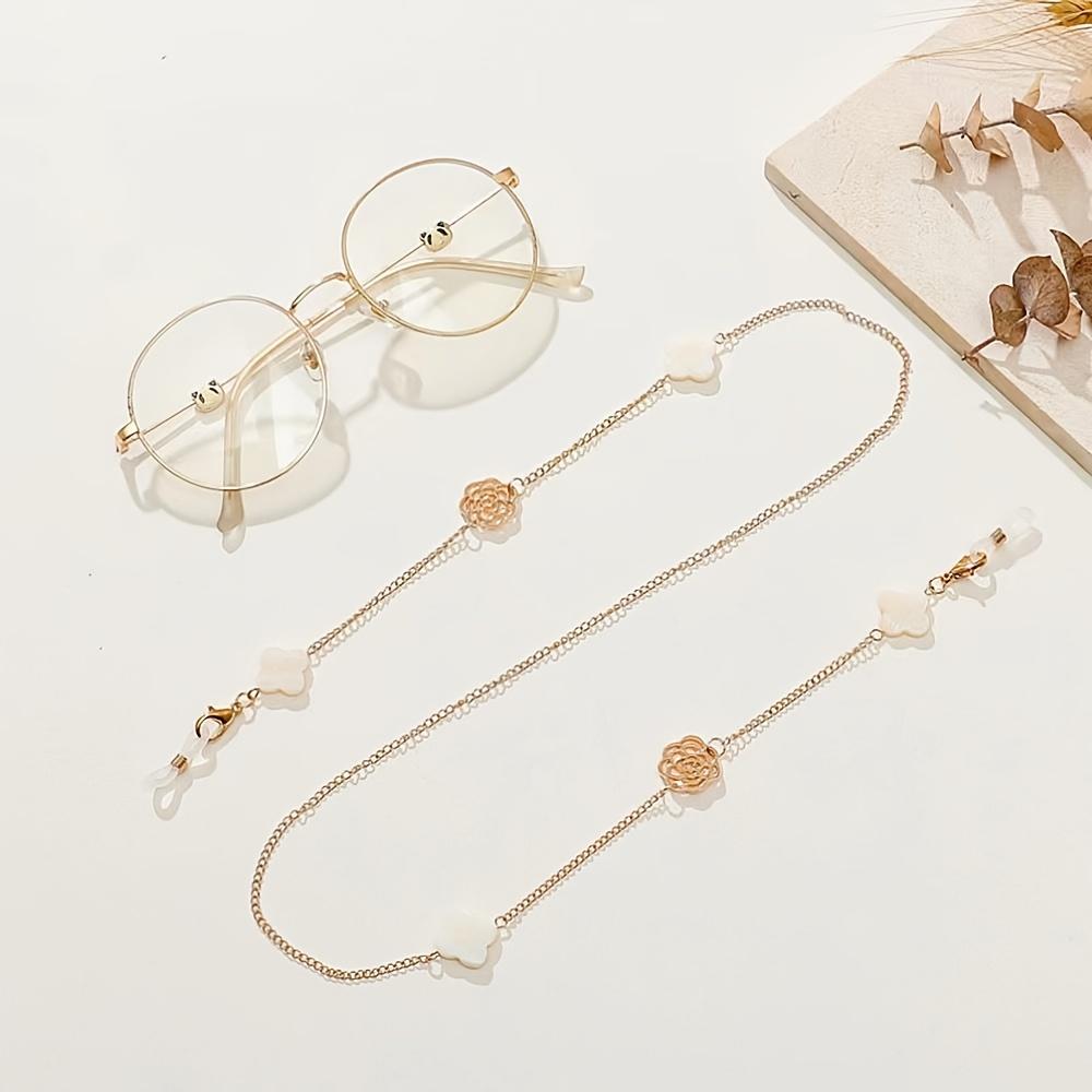 Elegant Camellia Glasses Chain for Women Zinc Alloy Anti-Slip Fashion Eyewear Holder, Professional Theme for Reading Glasses