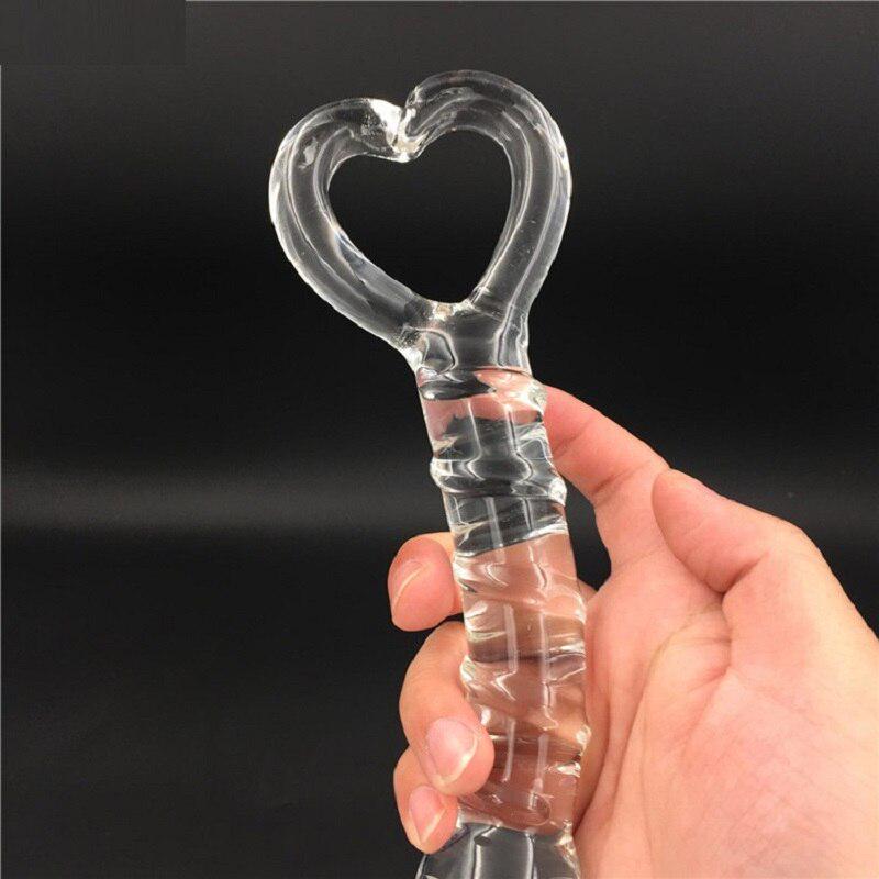 Transparent Crystal Glass Vagina Massager Dual Head Dildo Anal Plug G-spot Stimulation Sex Toy