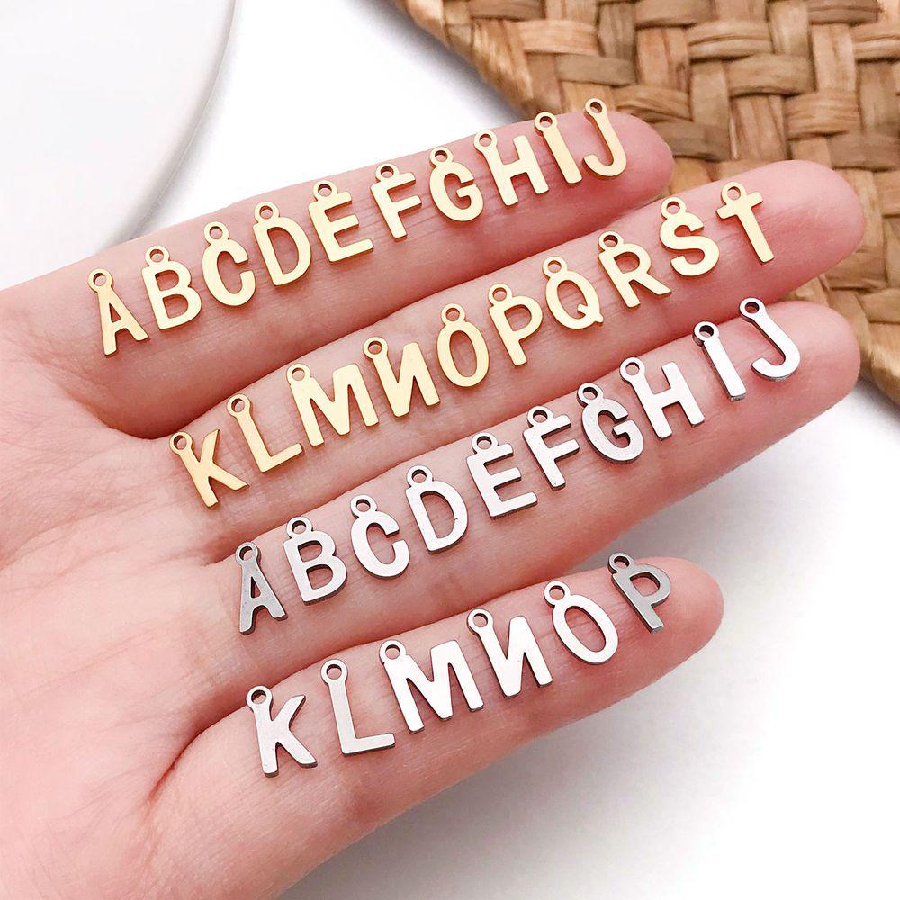 Stainless Steel 26 English Letter Pendant Charm for DIY Bracelets and Necklaces