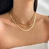 Fashion Style Metal Texture Snake Bone Chain Necklace, Versatile Stacking Wearing Multi-Layer Chain Collarbone Necklace