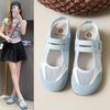 Yellow shoes mesh Mary Jane shoes summer new Velcro light mouth round head canvas shoes single shoes