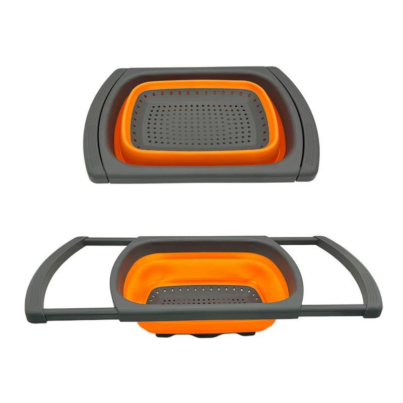Dual-Use Folding Cutting Board & Telescopic Draining Basket for Vegetables and Fruit Washing