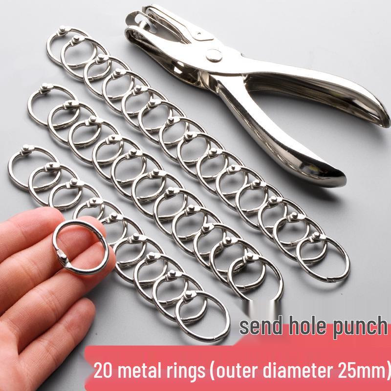 100 Loose Leaf Binder Rings and Hole Puncher Binding Tool Set