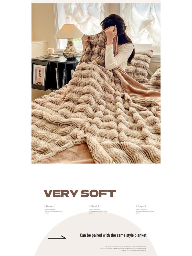 2025 Extra dickes Winter-Spannbettlaken aus Kaninchenfell mit Plüschfutter - Einzelteil, Tagesdecke und Matratzenschoner aus Milchsamt