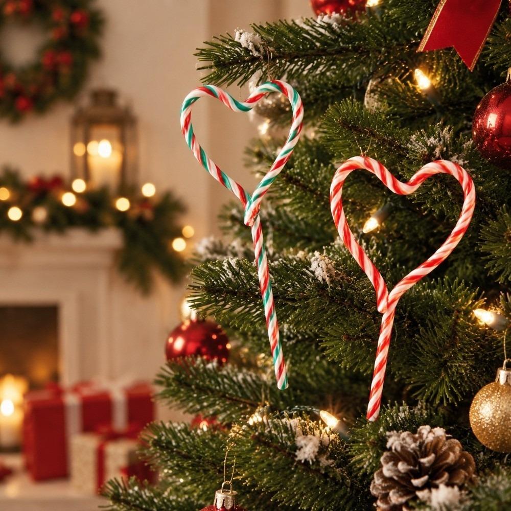 Lifelike Artificial Candy Cane Branches Red Green White Xmas Tree Garland Ornaments  Xmas Decor