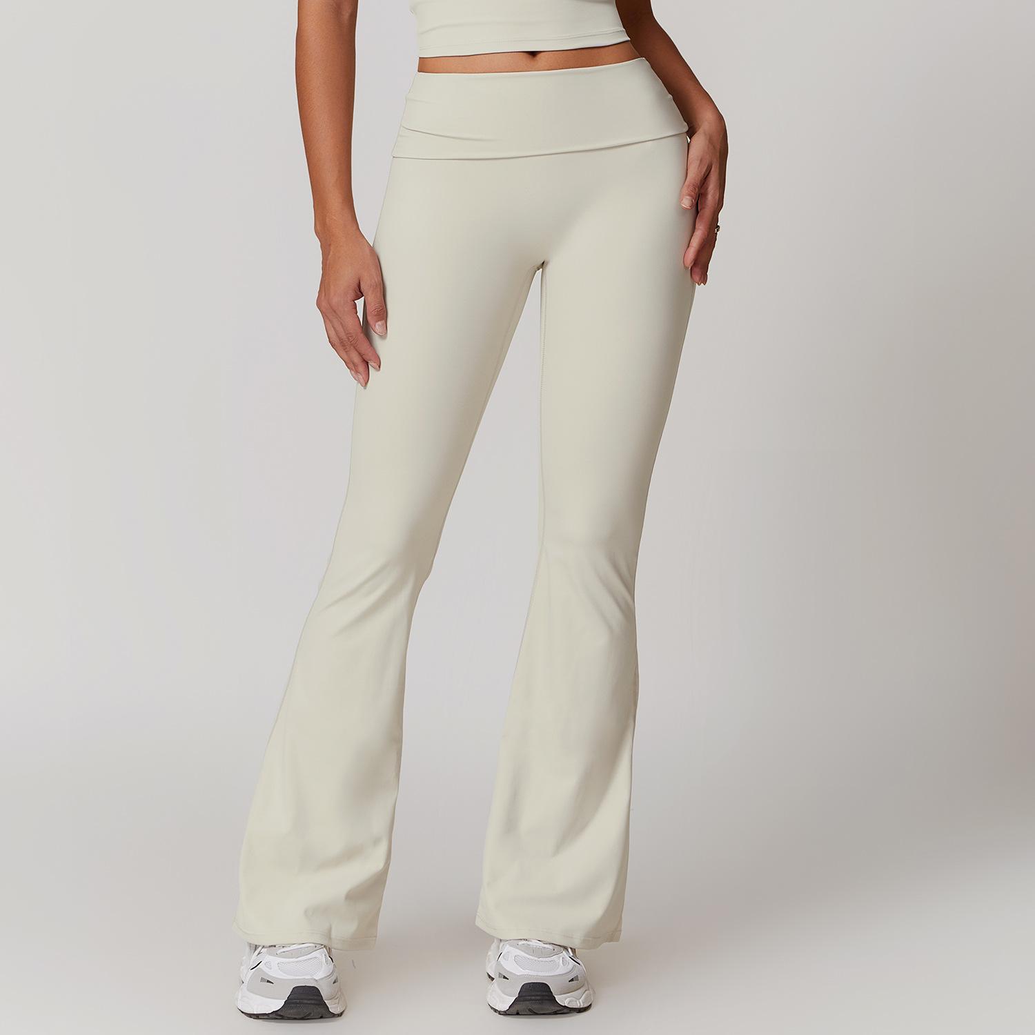 

Штаны для йоги женские клеш с высокой талией спортивные расклешенные брюки леггинсы для фитнеса женские леггинсы для коррекции живота беговые леггинсы S бежевый