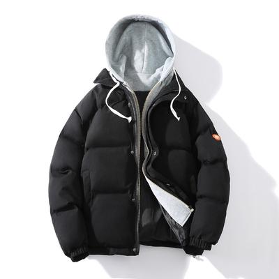 Gefütterte Baumwolljacke im koreanischen Stil mit Kapuze, zweilagig, dicke Jacke, Oberteil, Sportliche Freizeitjacke für Herren