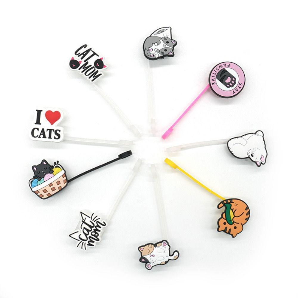 8/10mm Straw Topper Dustproof Straw Tips Cat Series Straw Cover Cap Airtight