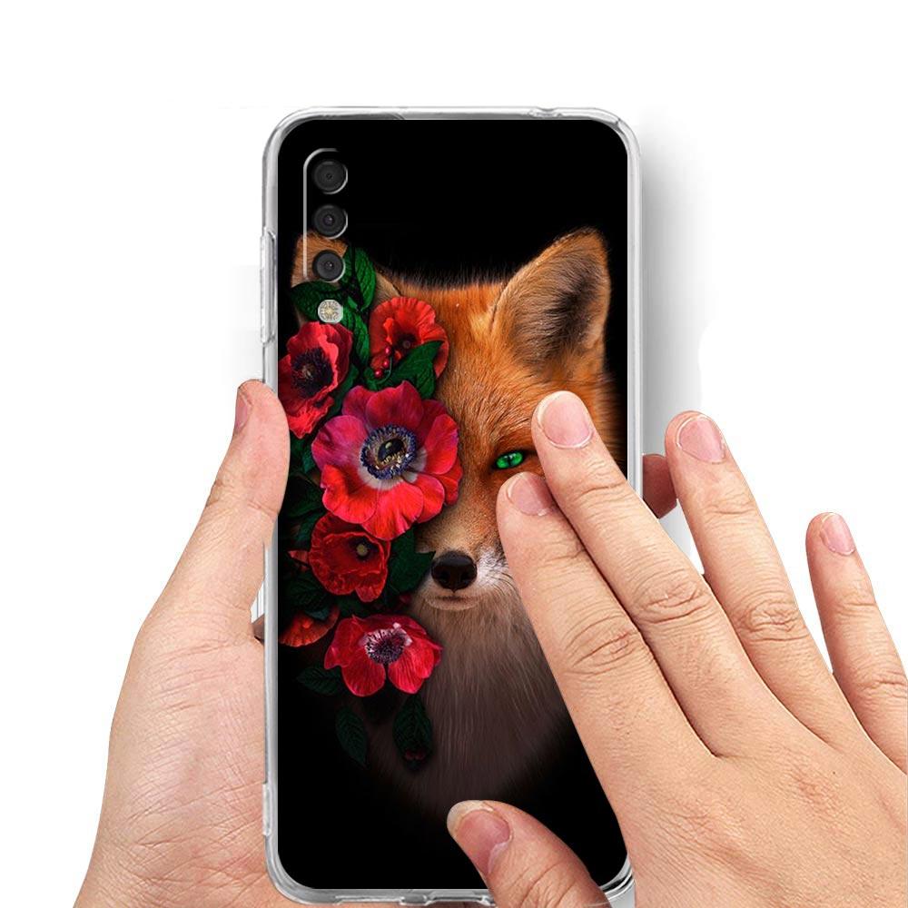 Cute Red Fox Gift Phone Case For Samsung Galaxy A52 A50 A70 A30 A40 A20E A10 A10S A20S A02S A04s A12 A22 A32 A72 5G Clear Cover