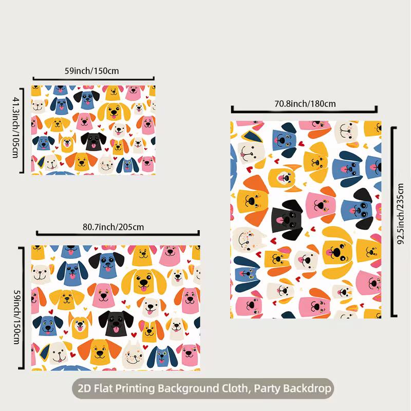 2D Colorful Puppy Dog Backdrop Kids Party Photography Background Banner