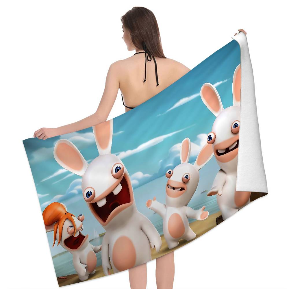 R-Rabbids I-InvasionS Microfiber Printed Beach Towel Mountain Climbing Yoga Beach Swimming Running Absorbent Soft Towel