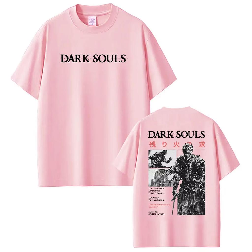Vintage Washed Dark Souls Gothic Dark Fantasy Soulslike Gaming Merch Gamer Gift Graphic T-shirt Men Women Printed Tee Summer Casual Fashion