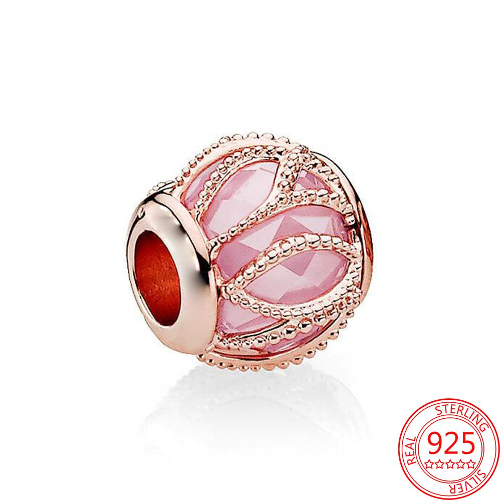 Classic 925 Silver Rose Gold Heart&Ball&Lucky Bead Charm Fit Bracelet DIY Jewelry