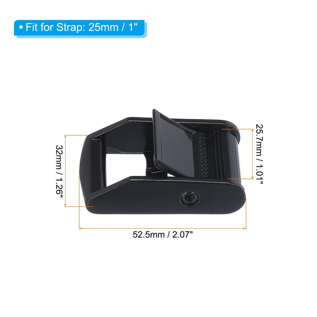 [PATIKIL] Cam Buckles, 3-Piece Metal Press Lock Fastener Set for 52.5mm/25mm Webbing Straps, Black